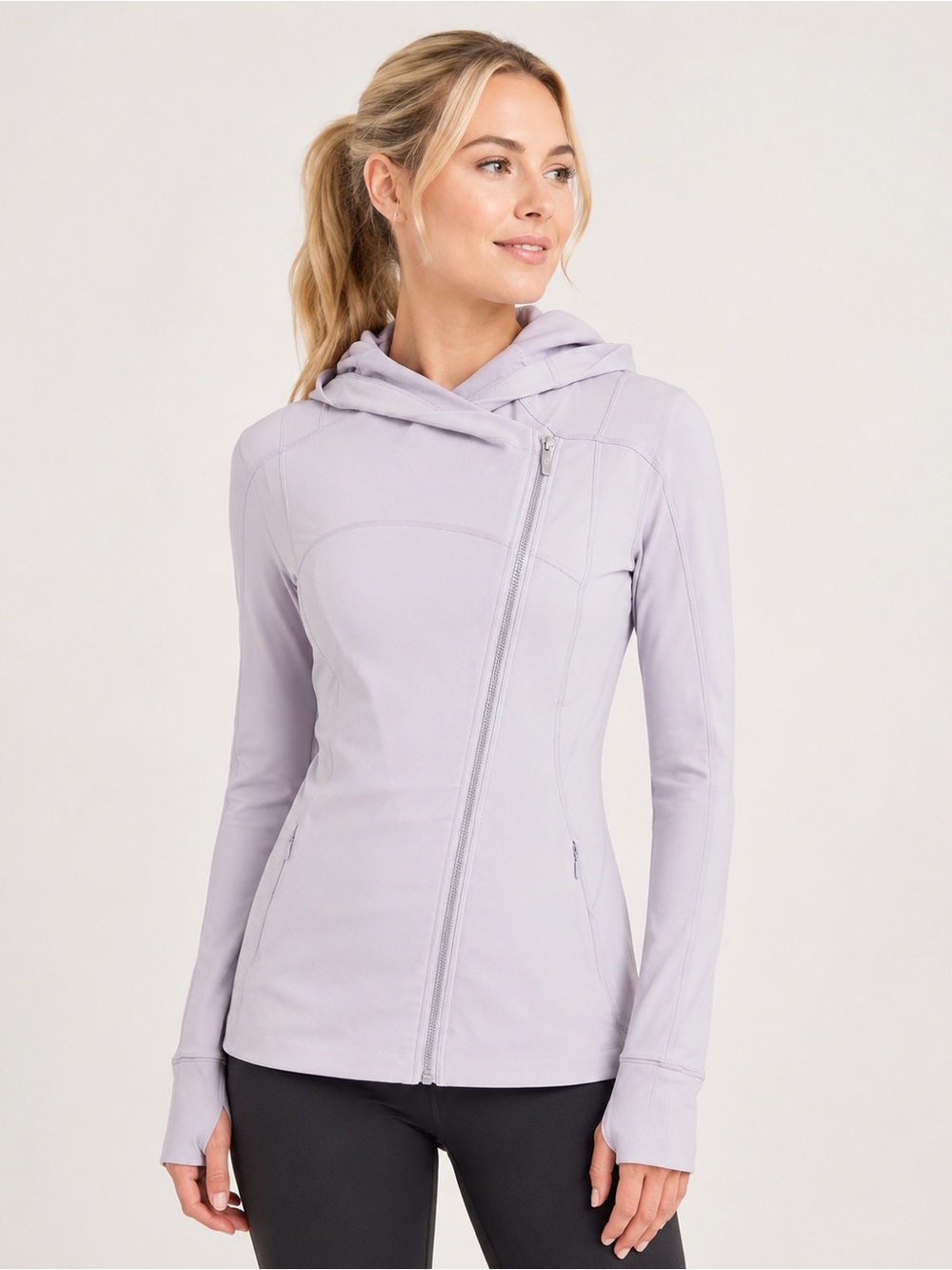Lululemon Dusty Mauve Asymmetrical Zip Hooded Jacket Size 6